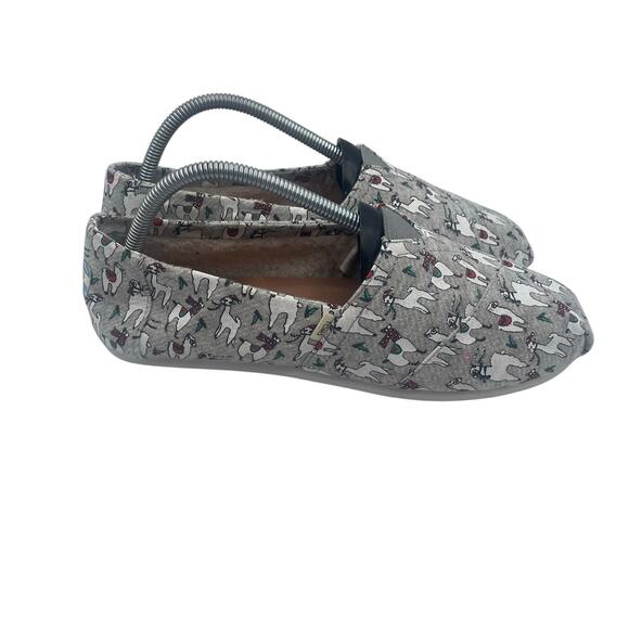 TOMS Venice Fleece Grey Fa La Llama Canvas Slip On Flats Shoes Loafers Womens 9 - Picture 4 of 9
